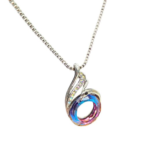 Phoenix Crystal Pendant Necklace In Silver Tone With Box Chain 18"+2" Adjustable - Picture 3 of 6